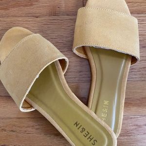 Mustard Yellow Faux Suede Sandal Slides